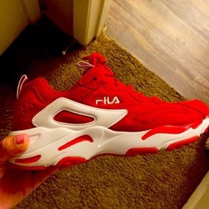 Red and White Filas size 8.5 worn maybe 3 times